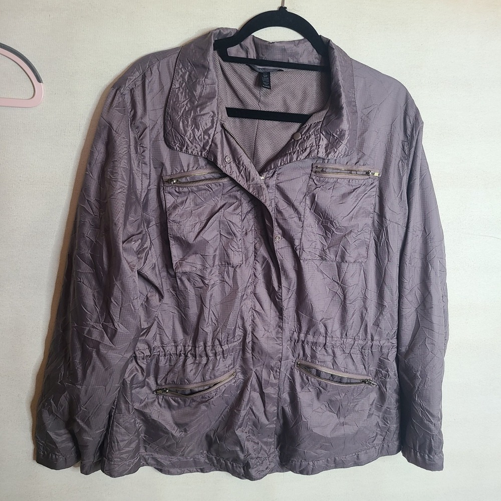 Soma Intimates Womens XL Gray Nylon Lightweight Full Zip Jacket Pockets